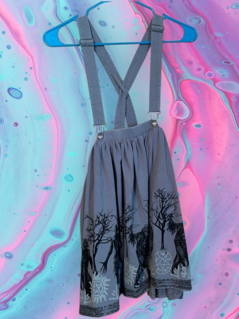 Hot Topic Supernatural juniors size XL (15-17) suspender skirt
